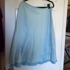 J.Jill blue cotton/linen embroidered skirt.